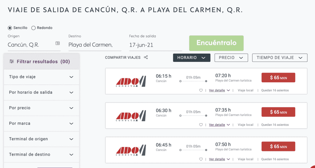 ado bus cancun to playa del carmen