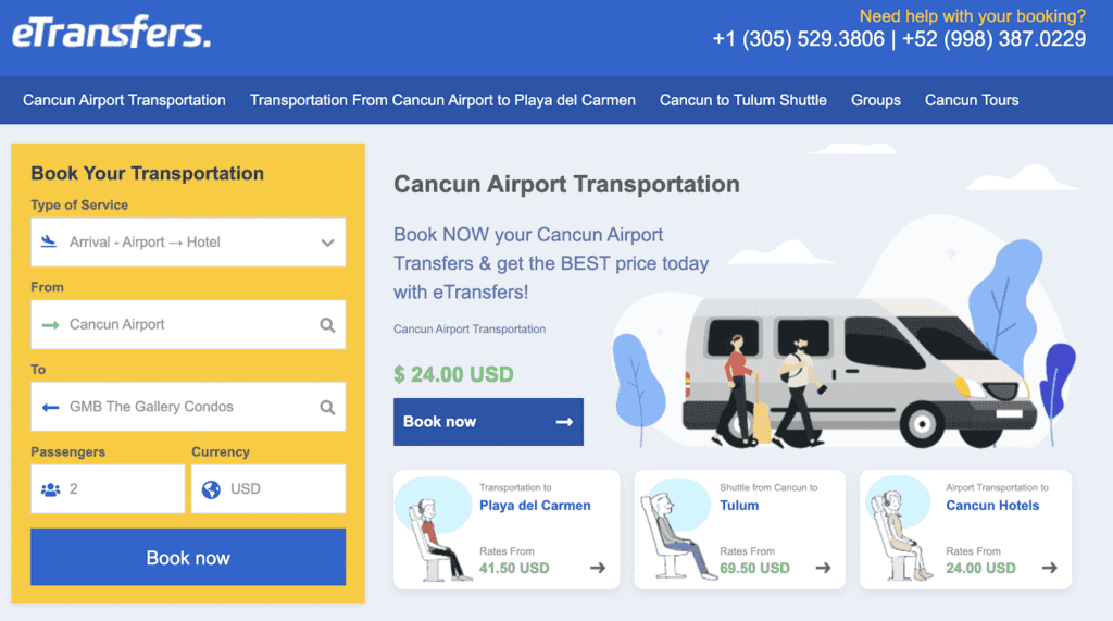 etransfers private transport playa del carmen
