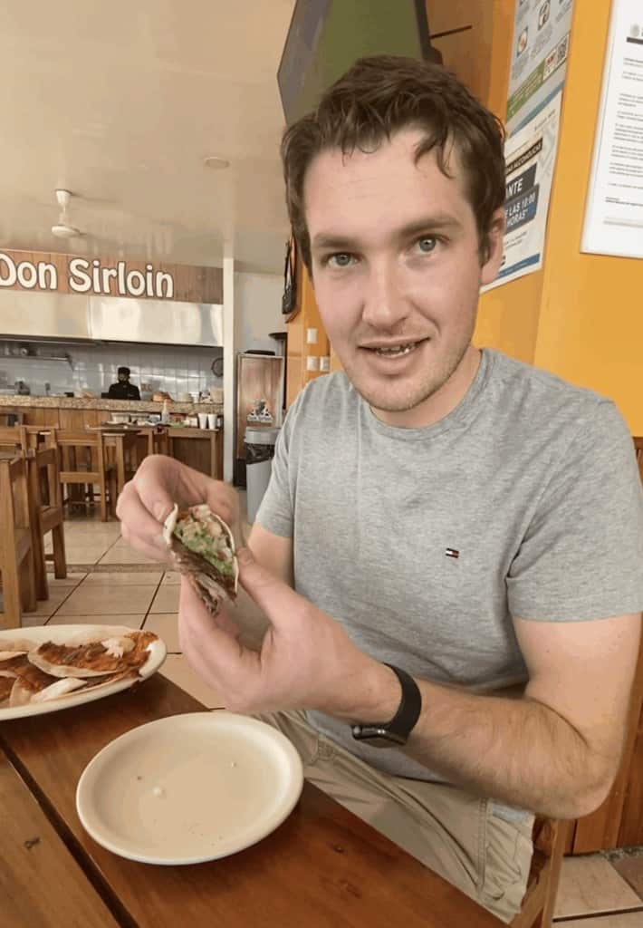 matthew eating tacos don sirloin mexican restaurant playa del carmen mexico