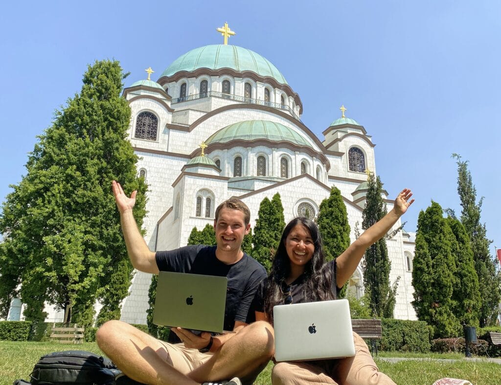 matthew and ashley as digital nomads in Serbia
