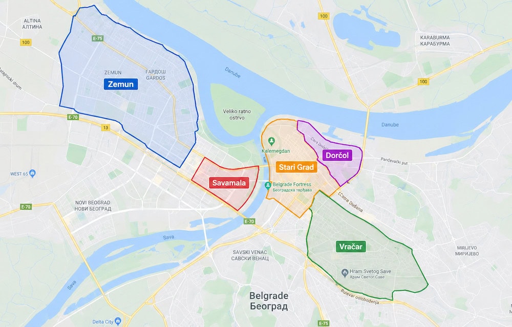 Best Neighborhoods In Belgrade Map